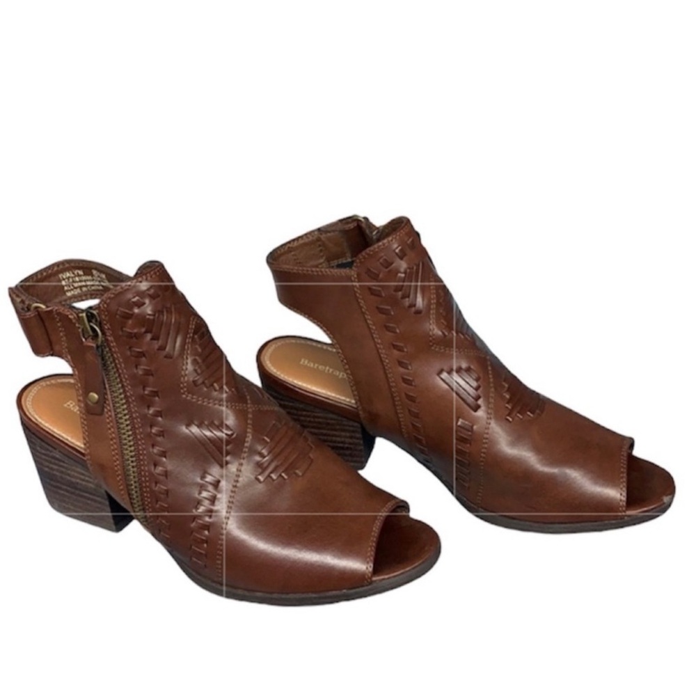 Baretraps Brown Open Toe Booties Size 8 - image 1